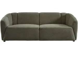 BAITA Canapé droit JOE en tissu bouclette vert fixe 3 places pas cher