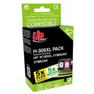 UPrint H-305XL Pack - Pack de 2 - noir, couleur (cyan, magenta, jaune)... pas cher