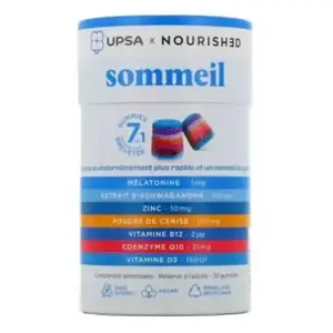 UPSA x Nourished Gummies 7 en 1 Sommeil 30 gummies pas cher