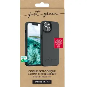 Coque pour iPhone 14 Recyclable Biodégradable Just Green noir pas cher