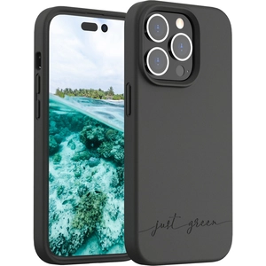 Coque pour iPhone 14 Pro Recyclable Biodégradable Just Green noir pas cher