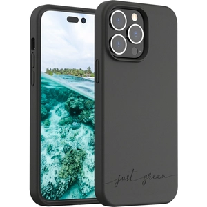 Coque pour iPhone 14 Pro Max Recyclable Biodégradable Just Green noir pas cher