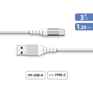 Câble USB A / USB C - Renforcé - 1.2m - 3A - 15W - Nylon TresséVendu parfnac-be