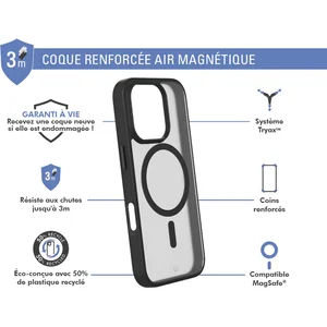Coque Renforcée Forcecase compatible MagSafe pour iPhone 16 Pro Frost Noir pas cher