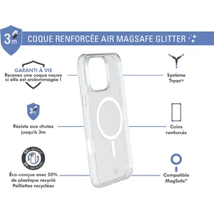 Coque Renforcée iPhone 16 Pro Max AIR Compatible MagSafe Transparente avec paillettes - Garantie à vie Force Case pas cher