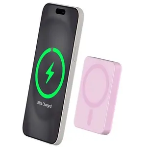 Powerbank 5000mAh Compatible MagSafe Induction 15W Rose Force Power pas cher