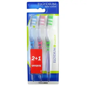 Elgydium Soft Inter-Active Tandenborstel 2 Tandenborstels + 1 Gratis pas cher