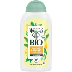 Le Petit Marseillais, Shampooing Purifiant BIO Citron & Aloe Vera Bio (flacon de 240 ml) Shampoing pour cheveux gras sans sulfate et sans silicone 98% d'ingrédients d'origine naturelle pas cher