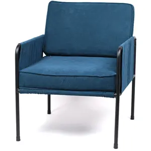 TODAY Fauteuil en tissu cotelé COZY - FACTORY - Bleu TU