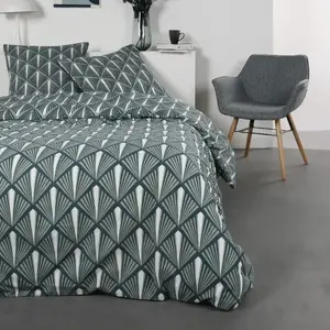 Today Parure De Lit Double En Coton Flanelle Imprimé - Vert - 240 X 26... pas cher
