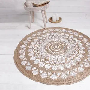 TODAY Tapis - Tapis rond en jute - Slow life - D 120 cm - Beige pas cher