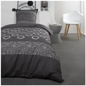 TODAY Parure de lit Coton 1 personne - 140x200 cm - Imprimé Gris Gael pas cher