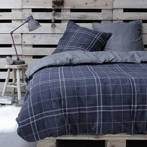 Parure de lit - TODAY - WINTER SPIRIT MEGEVE - Bleu - Carreaux - 240x260 cmVendu parcdiscount