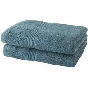 Lot de 2 serviettes de toilette TODAY 50x90 cm 100% Coton- Paon pas cher