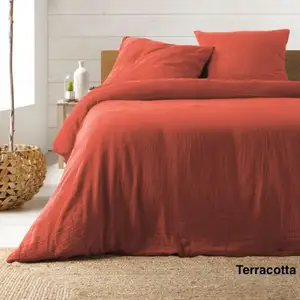 Douceur d'Intérieur Parure De Lit 3 Pièces "angelia" 220x240cm Terracotta Orange pas cher
