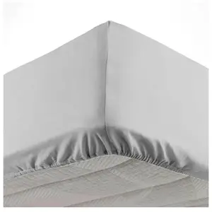 Douceur d'Intérieur DRAP HOUSSE 1 PERSONNE 90 x 190 CM MICROFIBRE UNIE OSCAR GRIS CLAIR