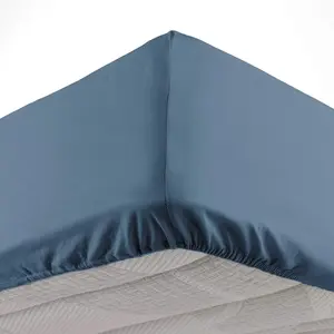 Douceur d'Intérieur DRAP HOUSSE 1 PERSONNE 90 x 190 CM MICROFIBRE UNIE OSCAR BLEU NUIT