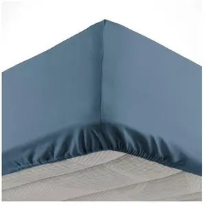 Douceur d'Intérieur DRAP HOUSSE 2 PERSONNES 140 x 190 CM MICROFIBRE UNIE OSCAR BLEU NUIT pas cher