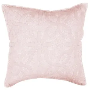 DOUCEUR D'INTERIEUR HOUSSE DE COUSSIN +ENCART 40 x 40 CM MICROFIBRE UNIE LAVEE FLORETTE ROSE pas cher