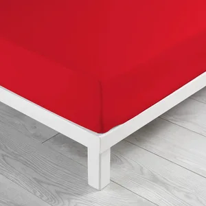 EMINZA Drap housse - Uni - Coquelicot - 180 x 200 cm - 100% coton - Lit 2 personnes pas cher
