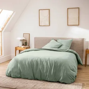 Parure de lit 3 pièces 260 x 240 cm en fils teints lavés unis   Meline... pas cher