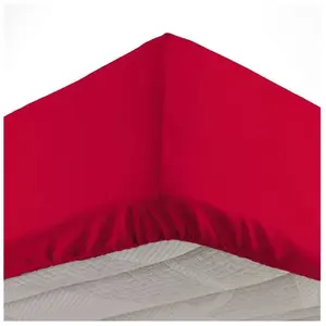 Drap housse 2 personnes 140 x 190 cm microfibre unie oscar Rouge pas cher