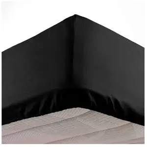 douceur d'intérieur, Drap Housse (140 x 190 cm) Oscar Noir, Microfibre Unie pas cher