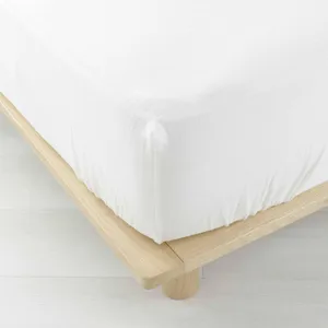 Douceur d'Intérieur Drap housse 2 personnes 140 x 190 cm double gaze coton 57 fils Angelia Blanc pas cher