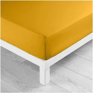 Douceur d'Intérieur Drap housse 160x200 cm - Bonnet 30 cm - 100% coton - Jaune pas cher