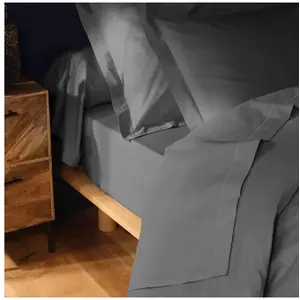 DOUCEUR D'INTERIEUR Drap housse 140x190 cm - Bonnet 30 cm - 100% coton - Anthracite pas cher