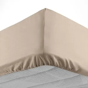 DOUCEUR D'INTERIEUR Drap housse 90x190 cm - Bonnet 30 cm - 100% coton - Sable pas cher