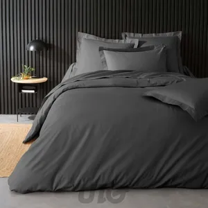 DOUCEUR D'INTÉRIEUR Housse de couette 2 personnes 260 x 240 cm percale de coton 78 fils Acier pas cher