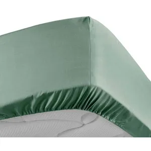 Douceur d'Intérieur Drap housse - Percale - 140 x 190 cm - 78 fils - Vert - Coton naturel pas cher