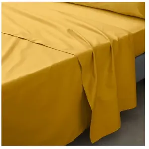DOUCEUR D'INTÉRIEUR Drap plat 2 pers. 240 x 300 cm percale de coton 78 fils Curry pas cher