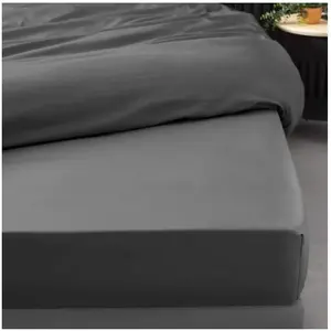 Douceur d'Intérieur Drap housse 180x200 cm - Percale 100% coton - Bonnet 30 cm - Anthracite pas cher