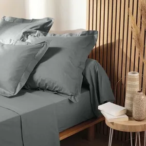 douceur d'intérieur, Drap Plat (240 x 300 cm) Biolina Gris, 100% Coton Bio