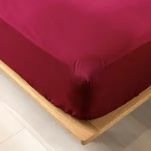 Douceur d'Intérieur Drap Housse En Coton Bio Pour Lit King Size "Biolina" - Bordeaux - 180 X 200 Cm pas cher