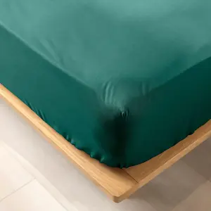 douceur d'intérieur, Drap Housse (180 x 200 cm) Biolina Emeraude, 100% Coton Bio pas cher