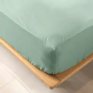Douceur d'Intérieur Drap Housse - Paris Prix Vert - Biolina - Coton bio - 140x190cm - Sauge pas cher