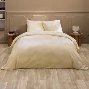 Parure de lit 3 pièces - DOUCEUR D INTÉRIEUR - Naturel 240x220 cm - 72% coton/28% lin - Pressions - Taies 63x63 pas cher