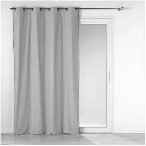 douceur d'intérieur, Rideau à Oeillets 140 x 240 Cm Gris Chine, Coton Recyclé Uni, Mistraline pas cher