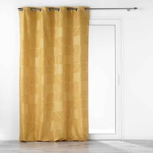 Douceur d'Intérieur Rideau a oeillets 140 x 260 cm polyester imprime metallise lineor Jaune/or pas cher