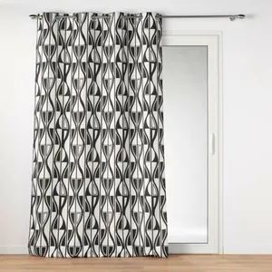 Rideau à oeillets 140 x 260 cm polyester imprimé Ikari   Noir pas cher