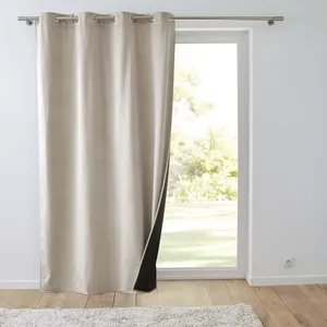 DOUCEUR D'INTERIEUR Rideau isolant thermique a oeillets 140 x 260 cm isolant/velours relief Polarchic Sable pas cher
