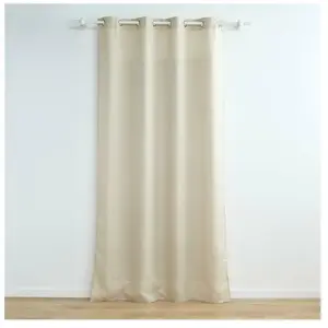 douceur d'intérieur, Rideau à Oeillets (140 x 260 cm) Zeline Naturel, Polyester Uni et Fils Métallisés pas cher