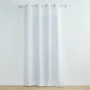 douceur d'intérieur, Rideau à Oeillets (140 x 260 cm) Zeline Blanc, Polyester Uni et Fils Métallisés pas cher