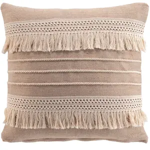 Coussin Déhoussable à Franges 45 x 45 cm   Coton/Polyester   Fantaisie... pas cher
