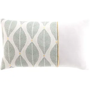 Coussin déhoussable 30 x 50 cm polycoton imprimé métallisé Maho Sauge pas cher