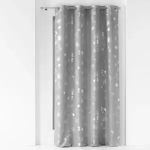 douceur d'intérieur, Rideau à Oeillets (140 x 280 cm) Bloomy Gris/Argent, Polyester Imprimé Métallisé pas cher