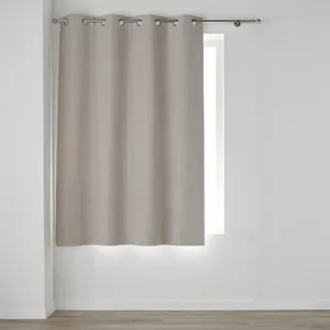 Rideau a oeillets 135 x 180 cm 100% occultant/chambray uni Occultiss Beige pas cher